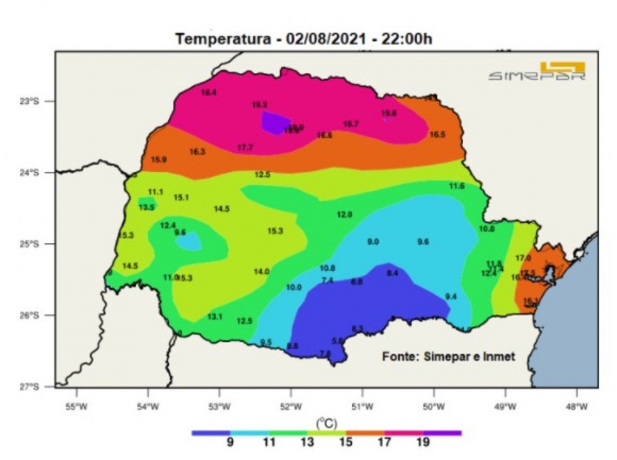 Tempo permaneceu estável na maior parte do Paraná nesta segunda-feira
