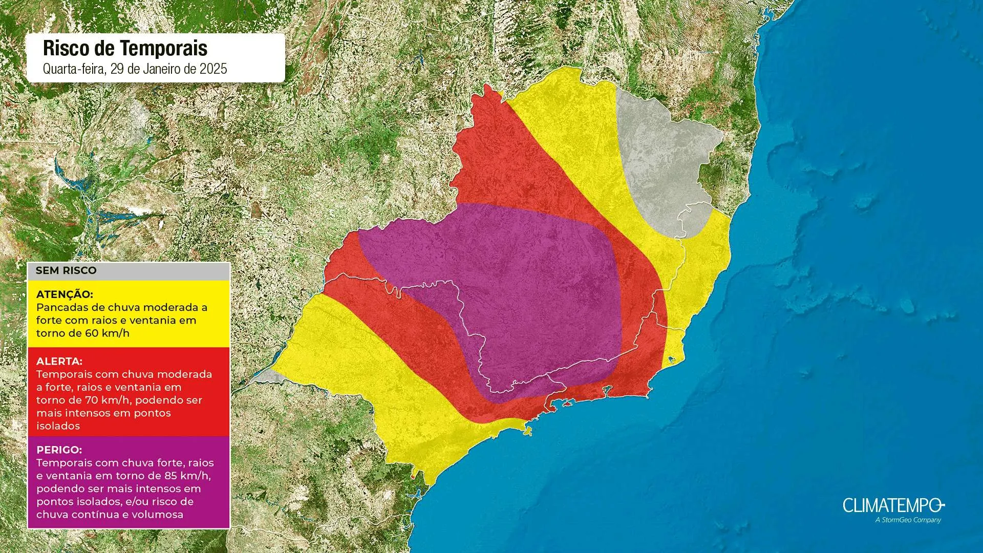 Chuva intensa e temporais deixam MG e RJ em alerta nesta quarta-feira