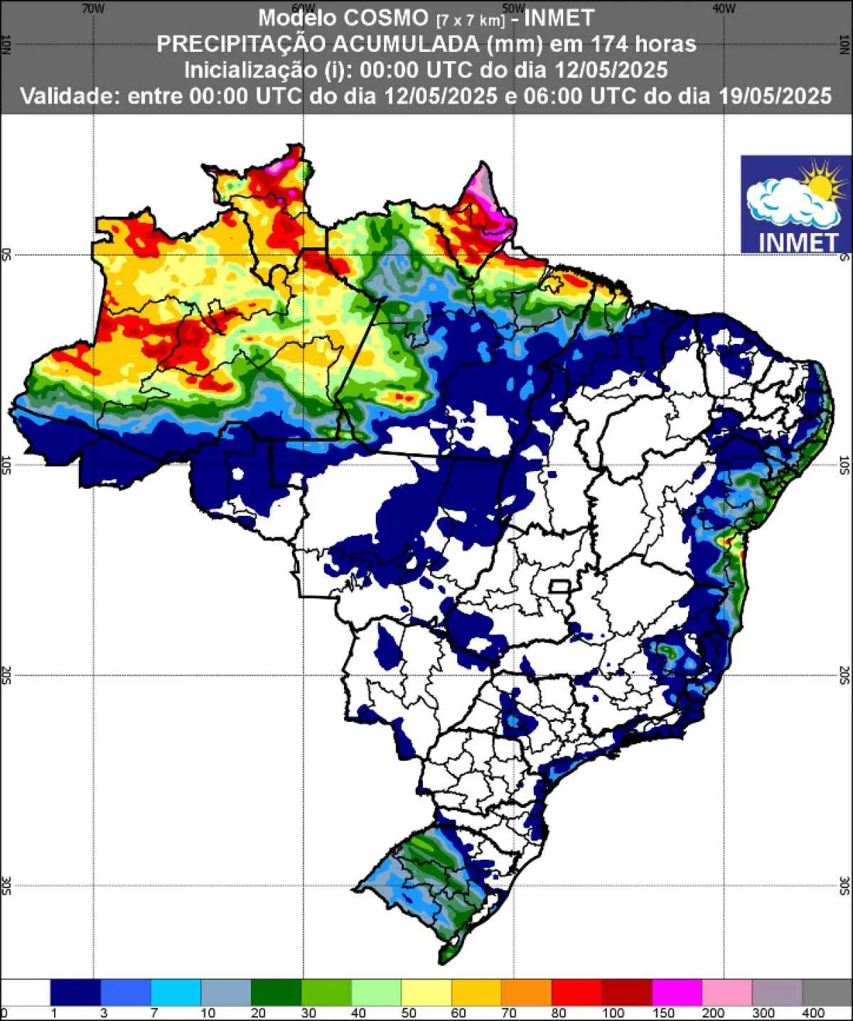Confira como vai ser o tempo entre os dias 12 e 19 de maio