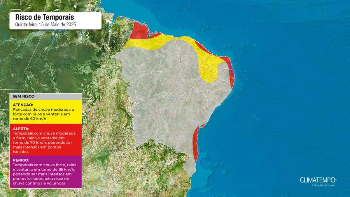 Instabilidade avança e temporais atingem litoral nordestino