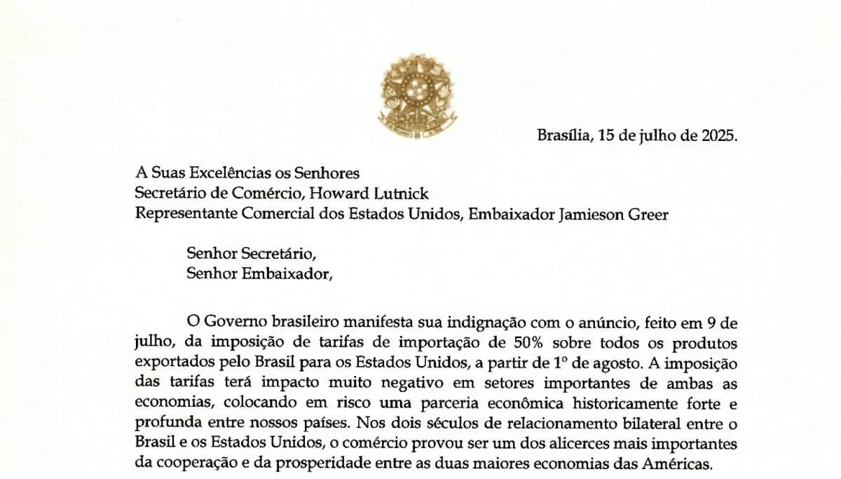 Brasil envia carta aos EUA e contesta tarifas sobre exportações