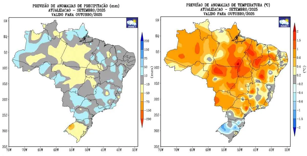 Como será o clima no Brasil em outubro?