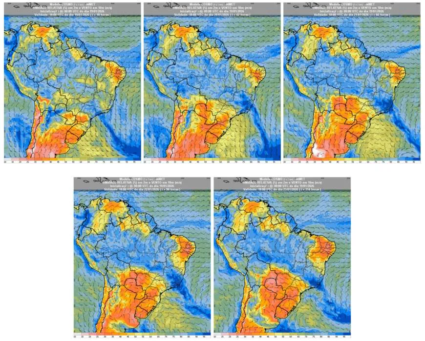 INMET divulga previsão do tempo para 19 a 26 de janeiro