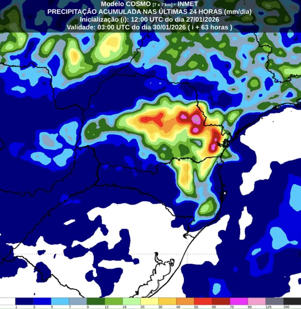 Frente fria e ciclone provocam chuvas intensas no Sul e Sudeste